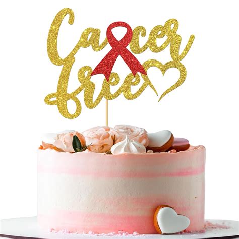 Embhhor Cancer Free Cake Topper, Breast Cancer Ribbon Sign Survivor ...