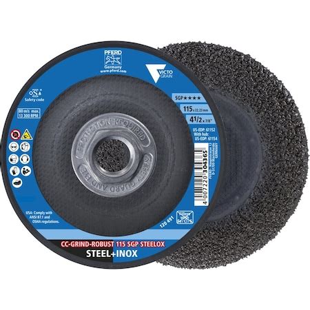 Pferd Grinding Disc, 4-1/2 in Dia, Victograin, CC-GRIND-ROBUST 61154 | Zoro