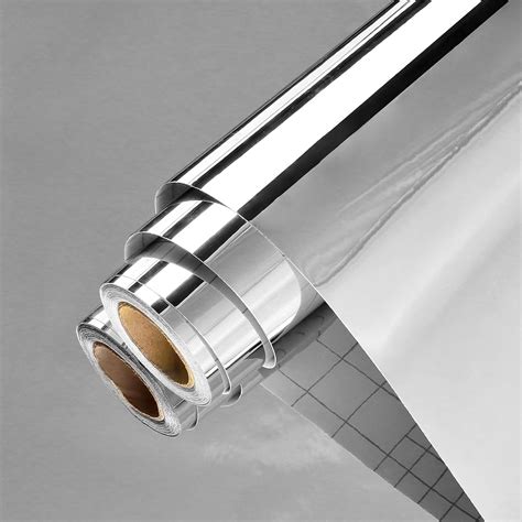 Amazon.com: Wallercity Silver Mirror Sticker Peel and Stick Mirrors Wallpaper Self Adhesive ...