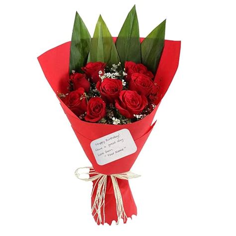 The FloralMart® Birthday Special Fresh Flower Bouquet of 10 Red Roses ...
