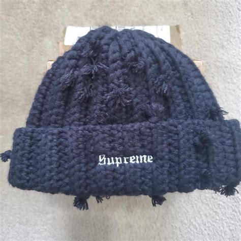 Supreme beanie Hand-tied black colorway (Marked... - Depop