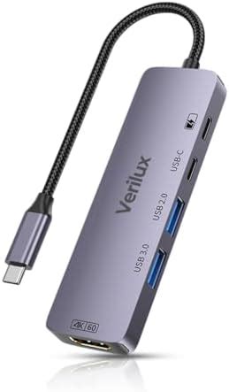 Verilux® 5 in 1 USB C HUB USB-C to HDMI, Dual USB Ports Design, Support ...