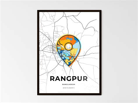 RANGPUR BANGLADESH minimal art map with a colorful icon. Creative city map poster. Where we met ...