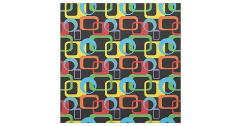 Geometric Retro Multicolored Pattern Fabric | Zazzle