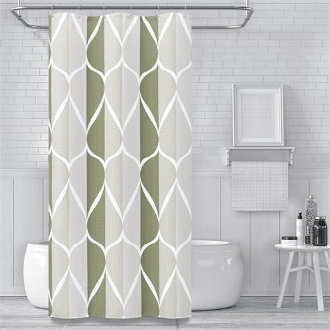 Stall Size Shower Curtains, 36 Inches Unique Geometric Waffle Weave Weighted Fabric Shower ... - length of shower curtains