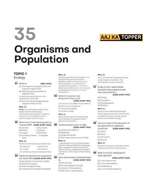 35 - Fundamentals outlaw of bba - 01 Niche is [NEET 2018] (a) the range ...