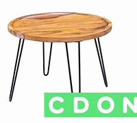 Image result for Small Round Dark Wood Black Legs Coffee Table