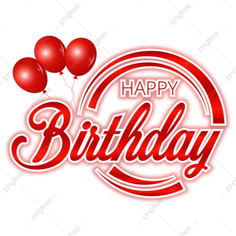 Happy Birthday Typography With Maroon Lettering And Red Balloons, Happy ...