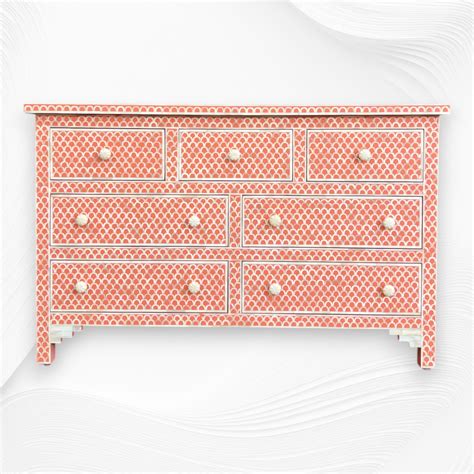 Bone Inlay Fishscale Chest Of 7 Drawers Orange – Luxury Handicrafts