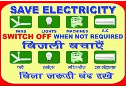 PRINTELLIGENT Safety Sign Board Save Electricity 12x18 SunBoard (Theme ...