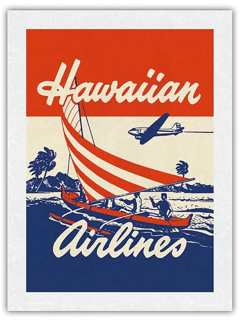 Hawaiian Airlines - Hawaiians in Outrigger Canoe (Wa’a) - Vintage ...
