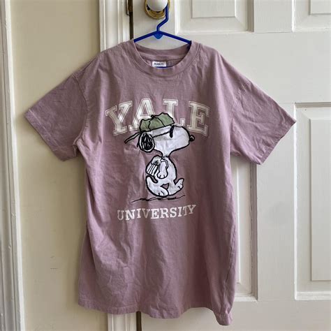 purple snoopy yale university t shirt cotton on size xs | Depop