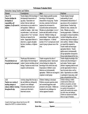 Fillable Online NAEYC TA Evaluation Rubric - Shawnee State University ...