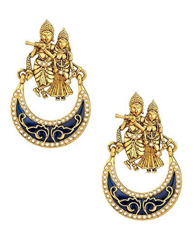 Buy Shining Diva Blue Gold Plated Pair of Radhakrishna Earrings with ...