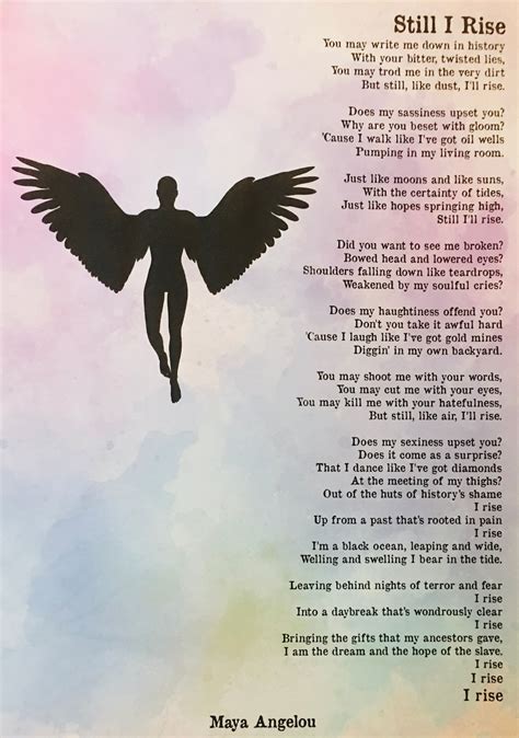 Still I Rise PDF (print at Home) Maya Angelou. Watercolour Silhouette ...