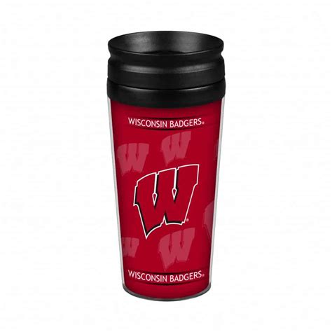 Wisconsin Badgers 14oz. Full Wrap Travel Mug - Detroit Game Gear