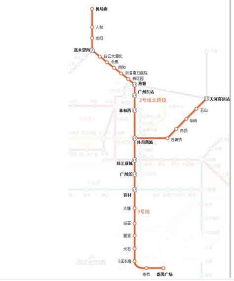请问广州地铁3号线怎么坐 去机场的_百度知道