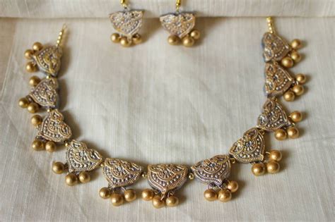 Buy Kolka Terracotta Jewelry Set, Gold and Silver Colour Combination ...