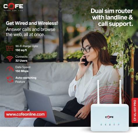 COFE CF-4GVL037 PRO Dual sim Router with Landline Phone Supported WiFi ...