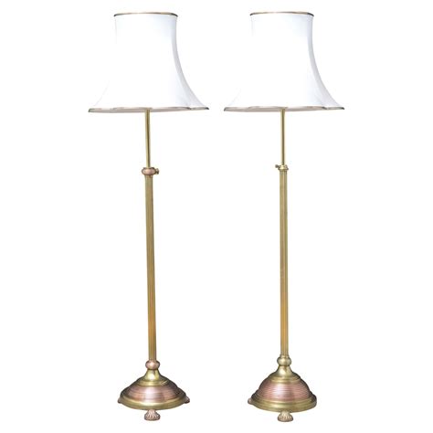 Pair of Rattan and Brass Floor Lamps at 1stDibs