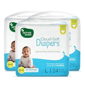 Buy Mother Sparsh Cloud-Soft Baby Diapers, Large (L) Size, 72 Count (9 ...