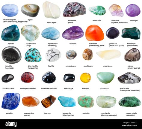 Collection of mineral gem with names hi-res stock photography and ...