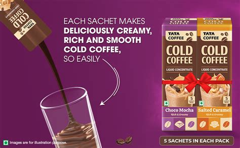 Tata Coffee Cold Coffee, Liquid Concentrate, 5 Sachets (Pack of 2 ...