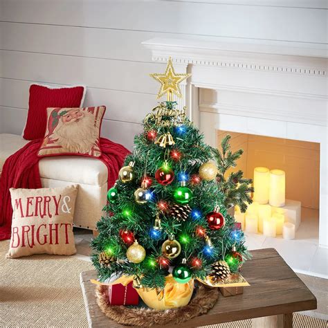 Tabletop Christmas Tree 22 Inch Mini Artificial Christmas Tree with 30 ...
