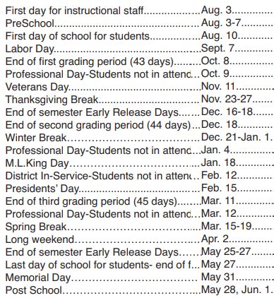 John D. Floyd Elementary School | 2020-2021 Academic Calendar For ...