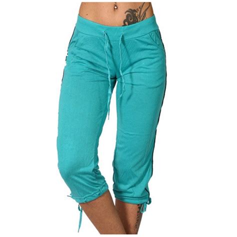 Aboser Women's Capri Sweatpants with Pockets Casual Knee Length Joggers ...