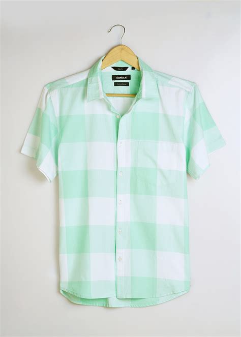 Green Check Mens Half Sleeve Shirt – pronk.in