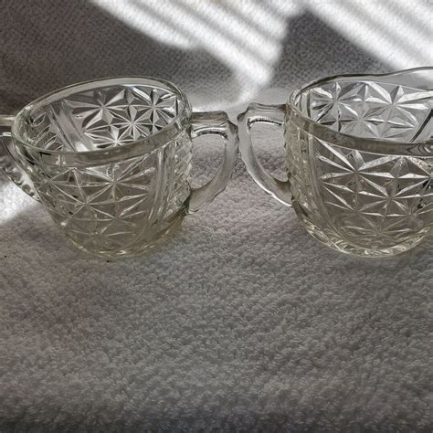 Vintage Pressed Glass Creamer and Sugar - Etsy