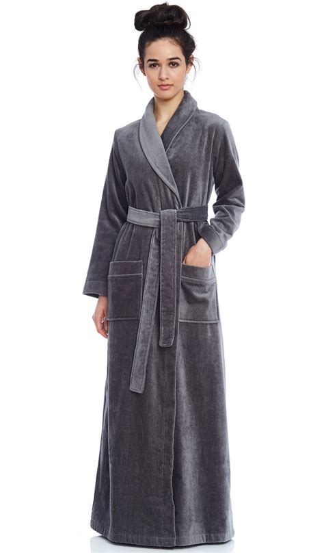 Be Relax Long Women's Long Terry Robe- Grey- Small - Walmart.com