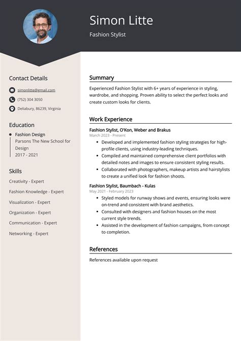 Fashion Stylist Resume Example (Free Guide)
