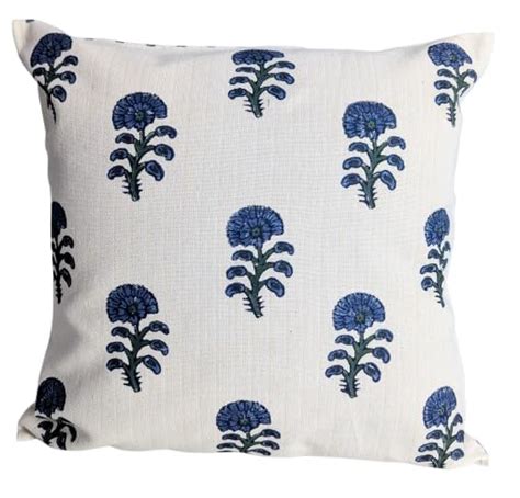 Buy JUGAAD Set of 2 Decorative Handmade Mughal Block Printed Blue and ...