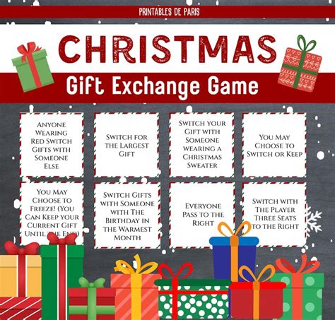 Christmas gift exchange game christmas printable game white elephant ...