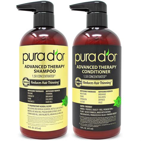 PURA D'OR Advanced Therapy System Shampoo & Conditioner Reduces Hair ...