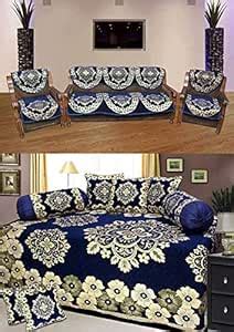 AK DECOR STORE Combo 160 TC Velvet 5 Seater Sofa Cover and Diwan Set ...