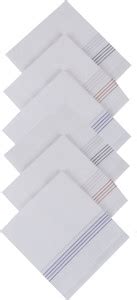 KB Sells White 4 Line Border Mens Handkerchief(Pack of 6) ["White ...