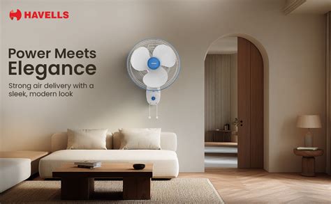 Havells Gatik Pro 400mm Wall Mount Fan | RPM: 1350 | Double string for ...