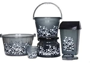 YASHODEEP PLASTIC New 6 pcs Bathroom Set,Tub (20L),Bucket (18L),Dustbin ...