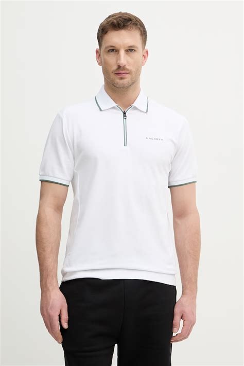 Hackett London polo męski kolor biały z aplikacją HM5600112 | Answear.com