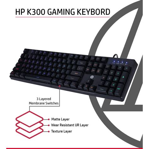 Buy HP K300 Backlit Membrane Wired Gaming Keyboard with Mixed Color ...