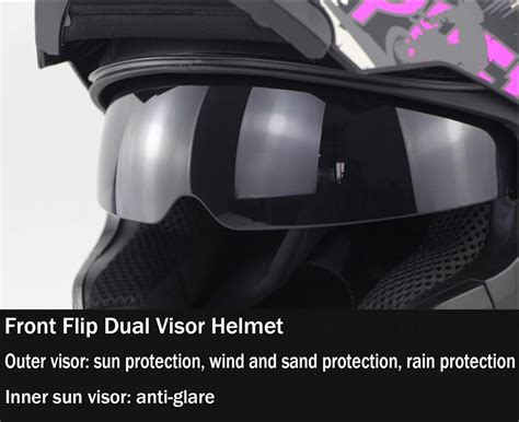 Buy Motorcycle Modular Flip Helmet Front Flip HD Dual Visor DOT/ECE ...