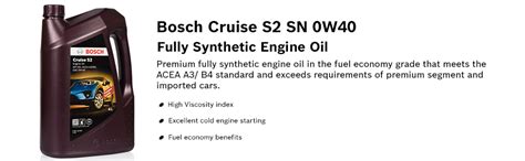 Bosch Fully Synthetic Engine Oil | Cruise S2 SN 0W40 | Best compatible ...