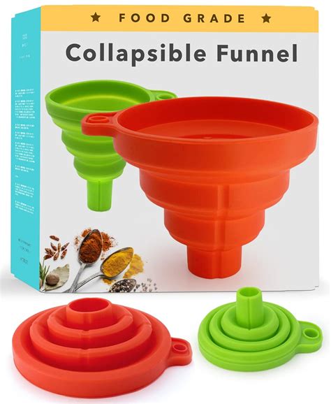 Buy Norcalway Silicone Collapsible Funnel Set Small and Large Wide ...