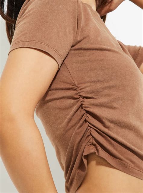 Buy URB_N Women Ruched Crop T-shirt Online at just Rs. 399.0 ...