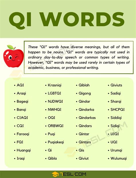 QI Words (42 Words in English) • 7ESL