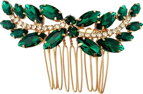 Amazon.com : BETITETO Bridal Hair Comb Emerald Green Crystal Wedding ...