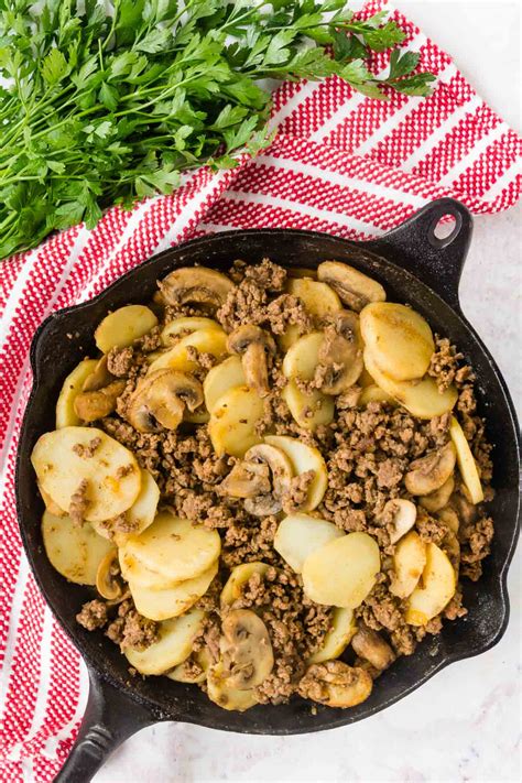 Hamburger And Potato Skillet Ground Beef & Potato One Pan Skillet